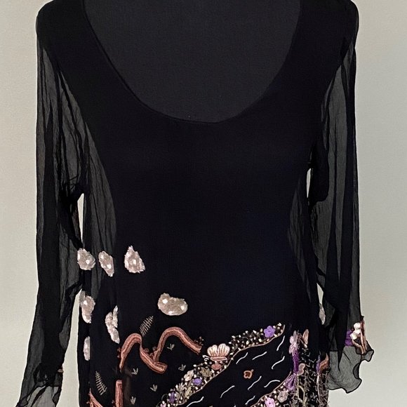 HAND EMBROIDERED silk blouse - Picture 3 of 4